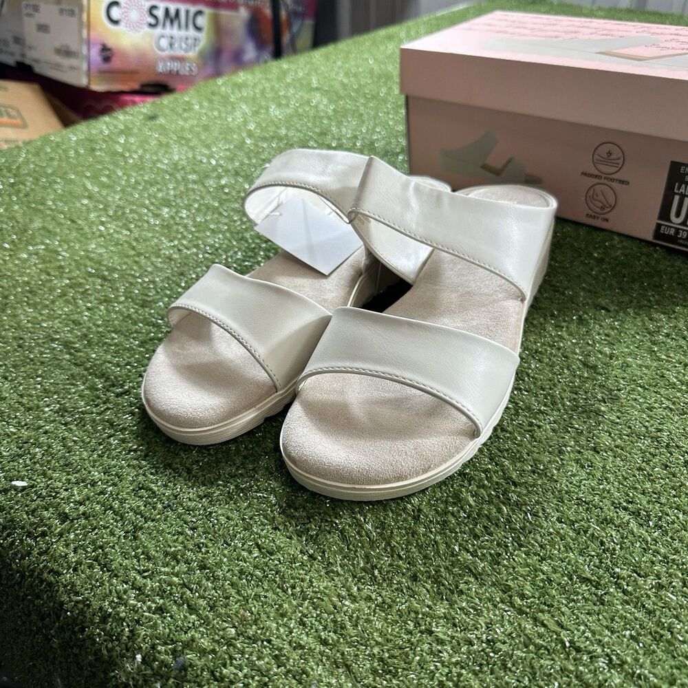 Kensie Endy Comfort Women's Size 9 Beige Wedge Sandals Shoes w/ Box